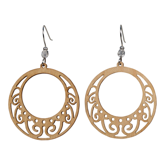 Swirl Hoop Willow Earring  with Crystal Bead Accent