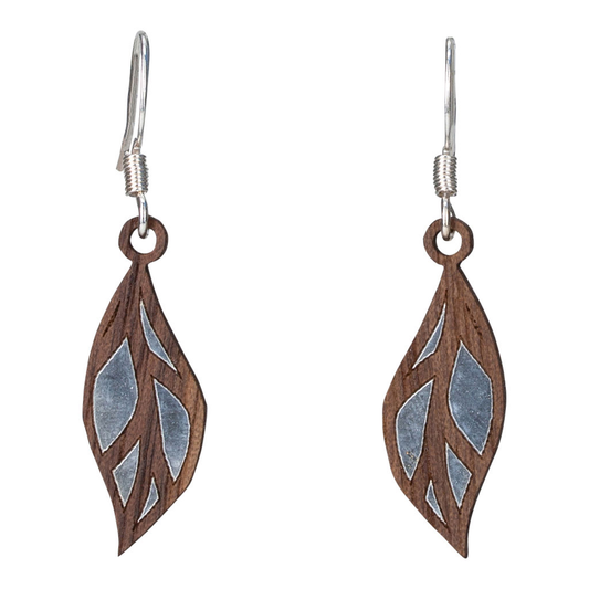 Feather Leaf Twig Earring with Silver Foil Accent