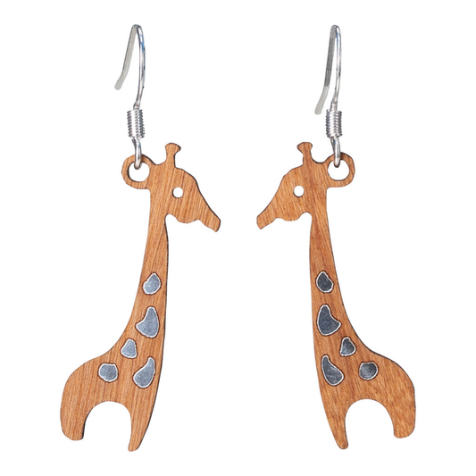 Giraffe Twig Earring with Silver Foil Accent