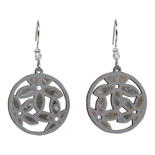 Daisies Blooms Earring With Silver Foil On Surgical Steel