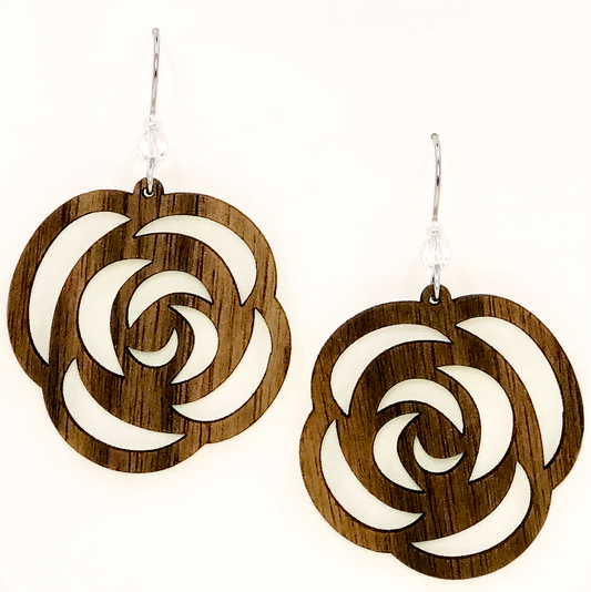 Rose Willow Earring  with Crystal Bead Accent