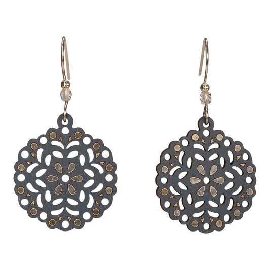 Filigree Blooms Earring with Silver Foil on Surgical Steel