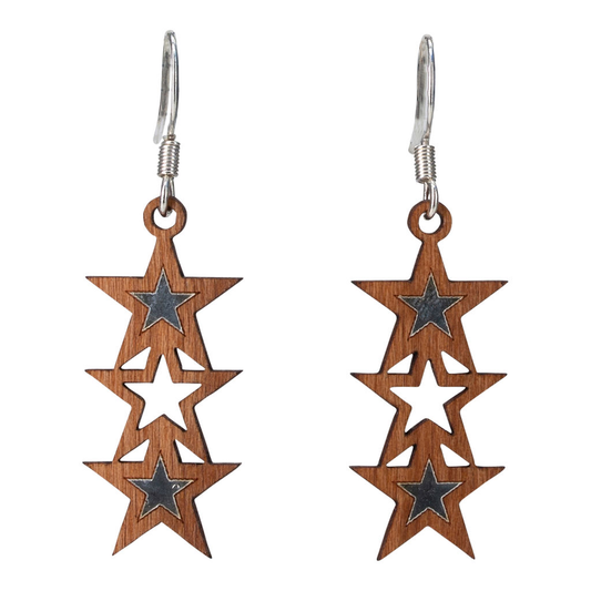 3 Stars Twig Earring with Silver Foil Accent