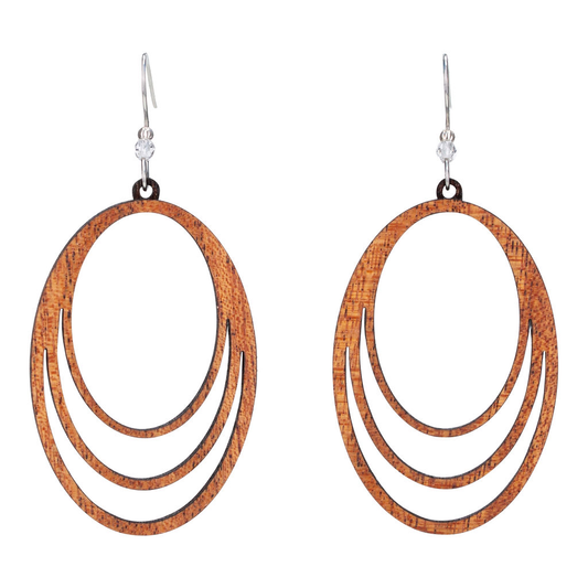 Oval Hoop Willow Earring with Crystal Bead Accent