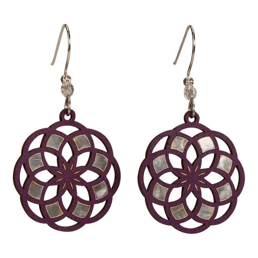Sacred Geo Blooms Earrings with Silver Foil
