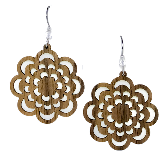 Radiating Flower Willow Earring  w/Crystal Bead Accent