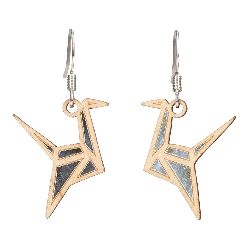 Origami Twig Earring with Silver Foil Accent