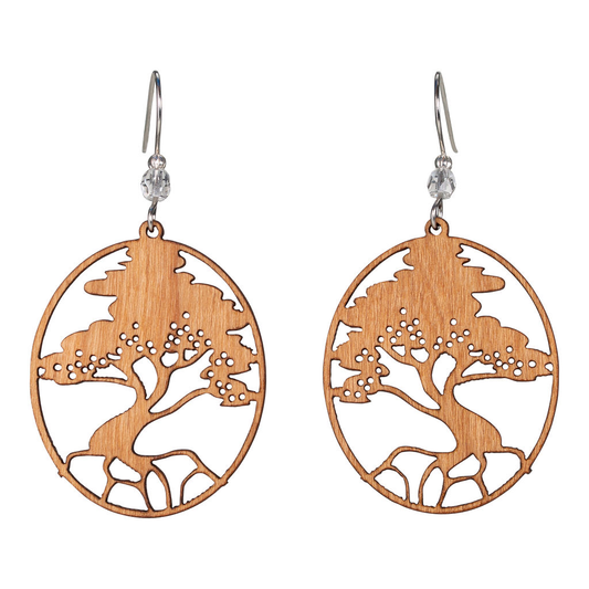Tree Willow Earring  with Crystal Bead Accent